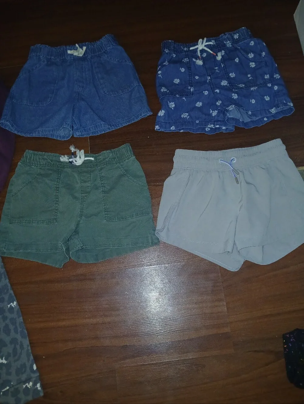 Kids Elastic-Waist Casual Shorts - Blue, Floral Blue, Olive Green, Light Gray